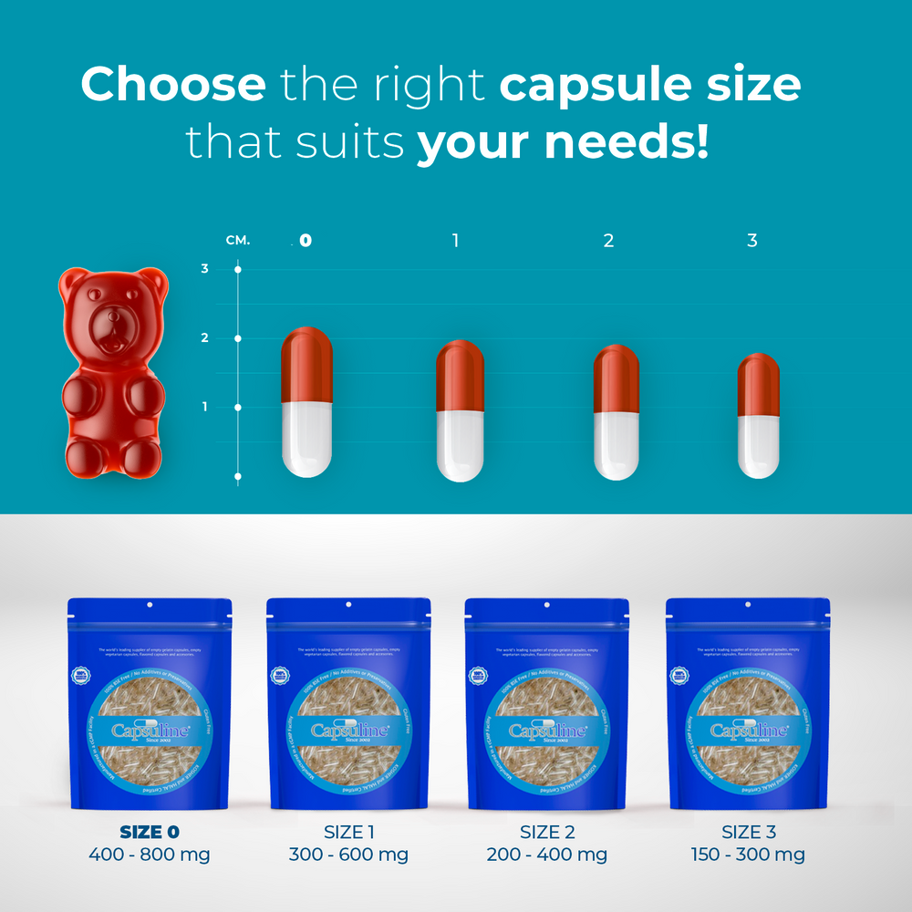 Capsuline PETcaps Beef Flavored Gelatin Empty Capsules Size 1 - 100 Count - 100