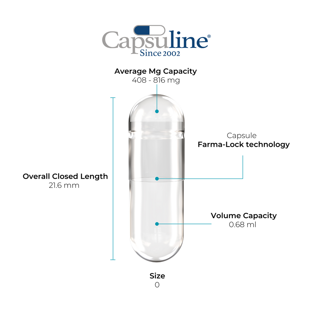 Clear Size 0 Empty Gelatin Capsules by Capsuline - 500 Count - 500