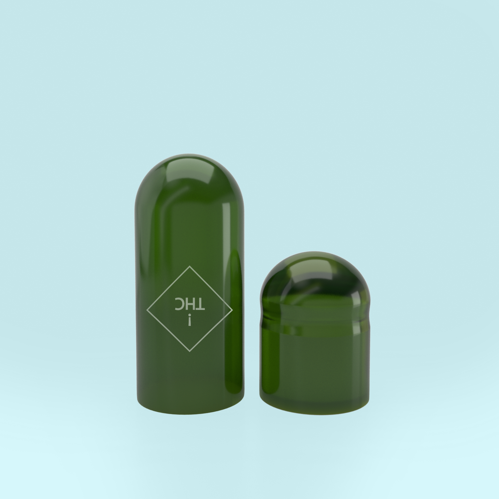 THC Printed Colored Vegetarian Empty Two-Piece Capsules Size 00 - Translucent Green - (Box of 75,000) - THC! Printed Logo