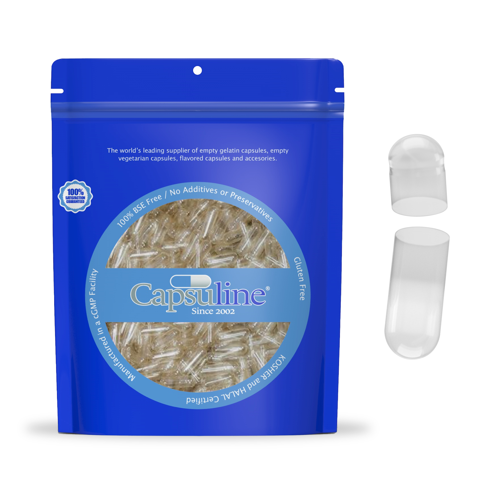 Capsuline Separated Size 0 Clear Gelatin Empty Capsules
