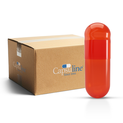 Titanium Dioxide (TiO2) Free - Colored Gelatin Capsules Size 00 Orange/Orange (Box of 75,000) - Orange