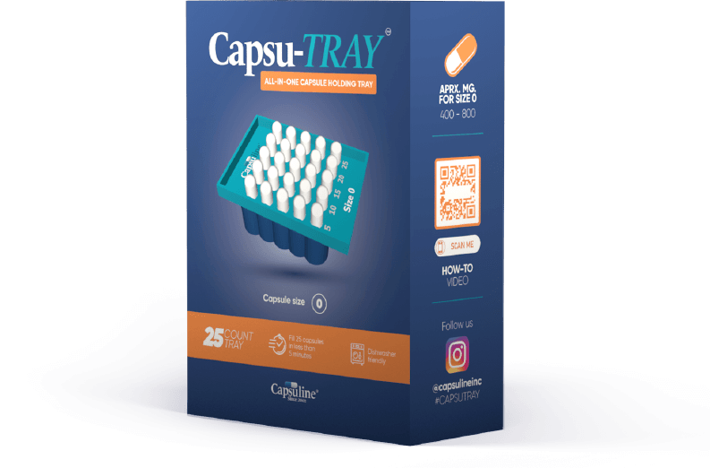 Capsu-TRAY manual capsule filling tray by Capsuline - Suitable for Size 0 capsules - 25 Count - 0